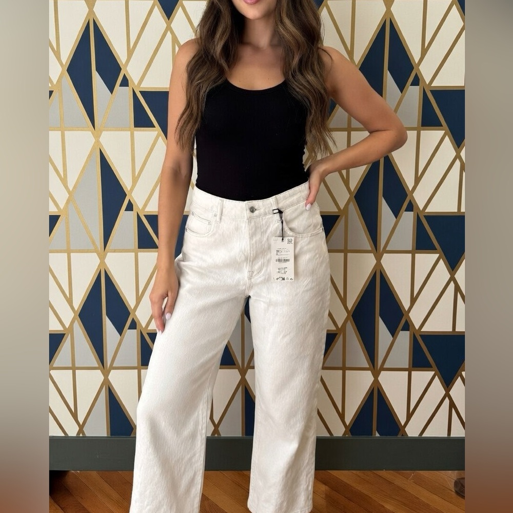 ZARA White Waxed Cracked Jeans Relaxed Fit Size 2 NEW! - Picture 15 of 15